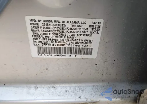 2013 Honda Ridgeline Sport from USA, damaged, VIN 5FPYK1F71DB015113